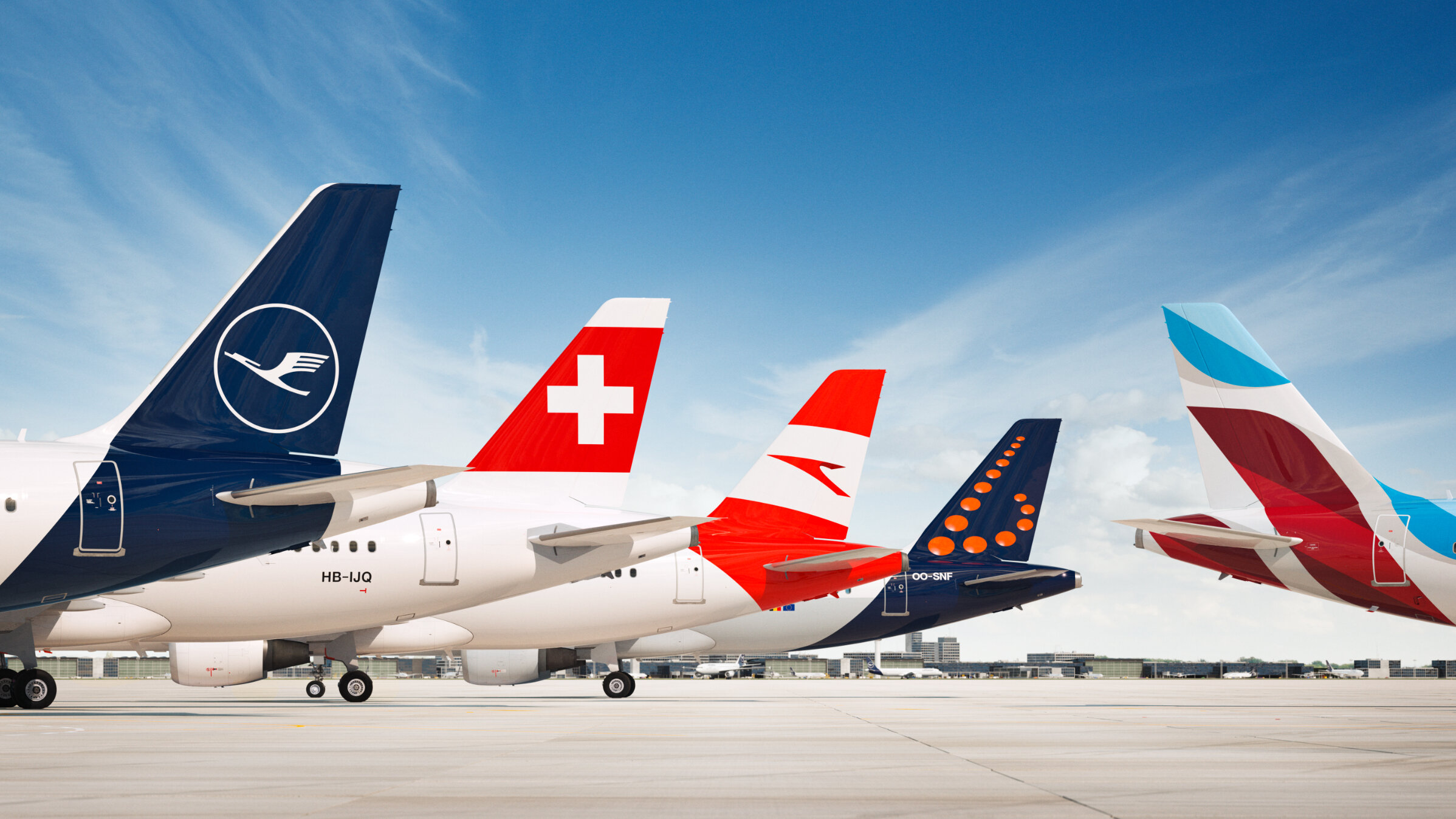 Lufthansa Group Leitwerke (v.l.n.r.: LH, LX, OS, SN, EW) Livery 2019 Lufthansa Group Leitwerke (v.l.n.r.: LH, LX, OS, SN, EW) Livery 2019