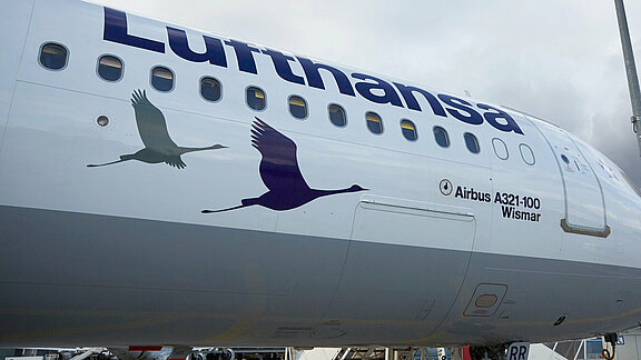 Kranich Sonderlackierung am Airbus A321-100 "Wismar" Kranich Sonderlackierung am Airbus A321-100 "Wismar"