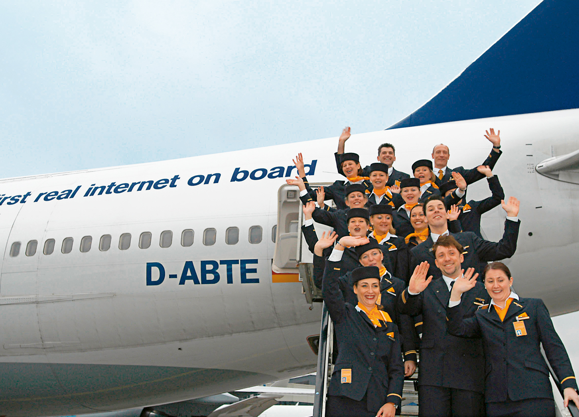 Das erste Interkontinentalflugzeug, eine Lufthansa- Boeing B747-400, mit Breitband-Internet an Bord.