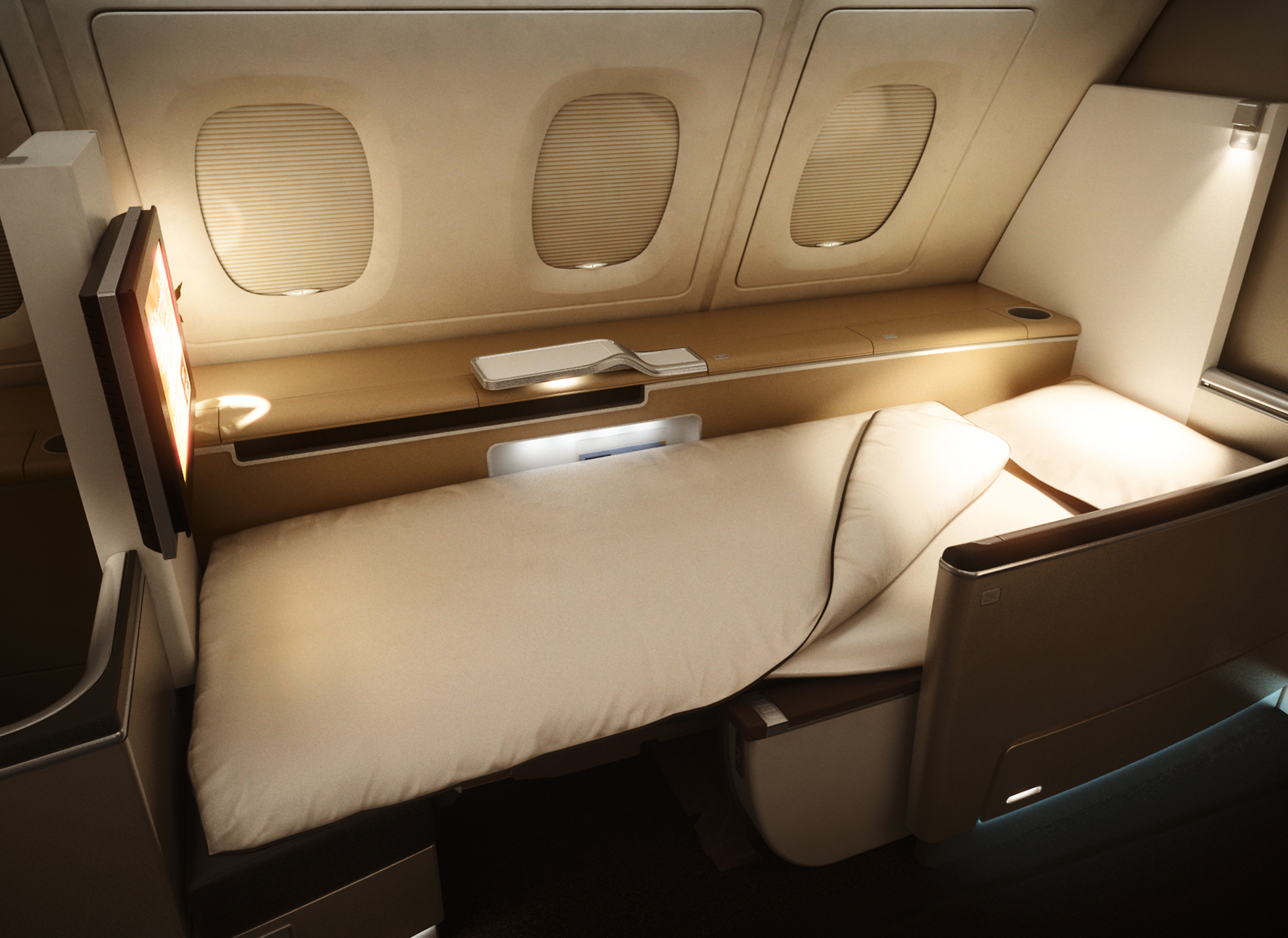 Das Bett in der neuen First Class bietet mit einer Länge von 2,07 Metern und einer Breite von 80 Zentimetern viel Platz und Komfort.
