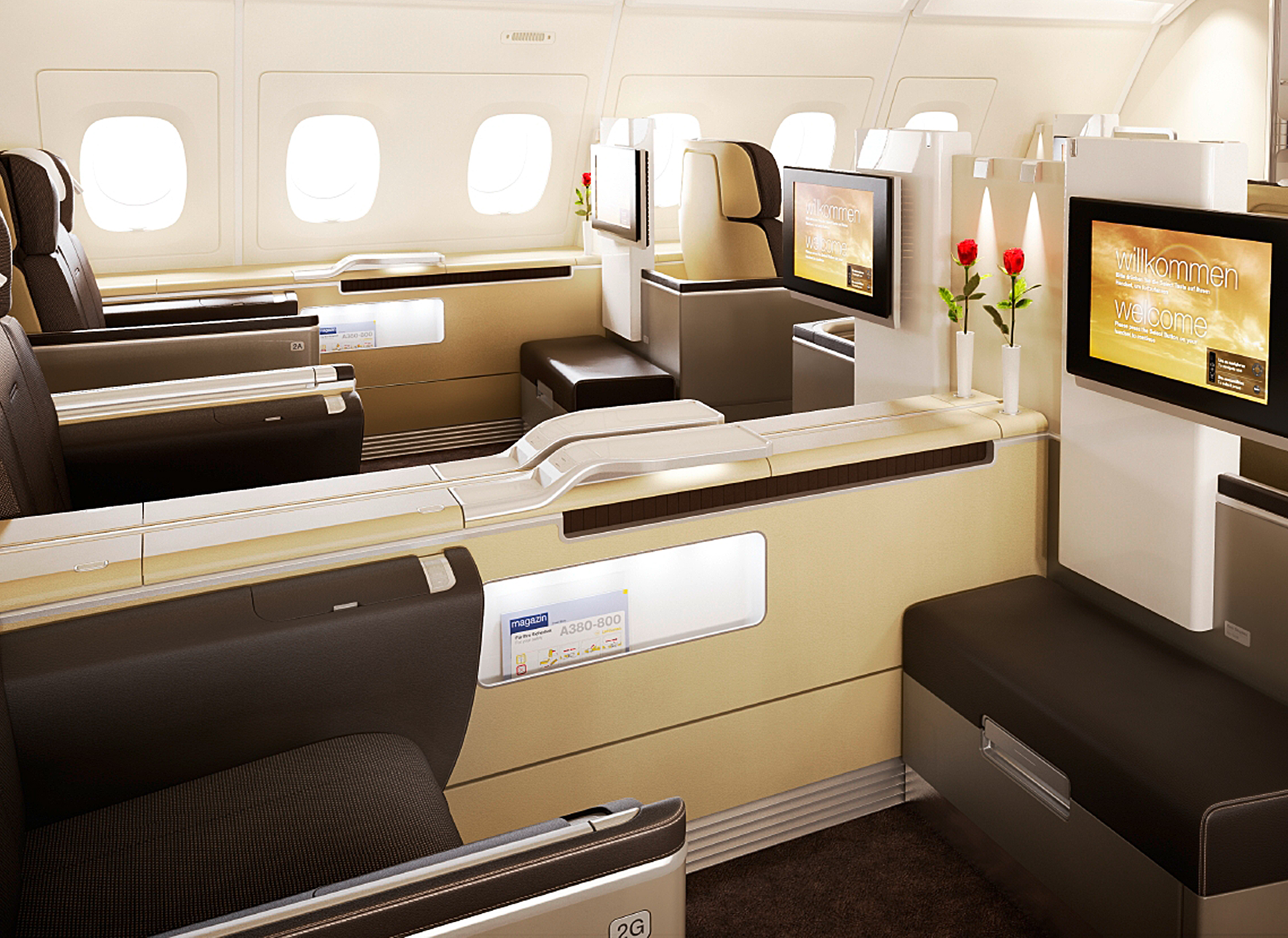 Die neue First Class an Bord der Lufthansa A380: die leiseste First Class der Welt mit vielen Innovationen.